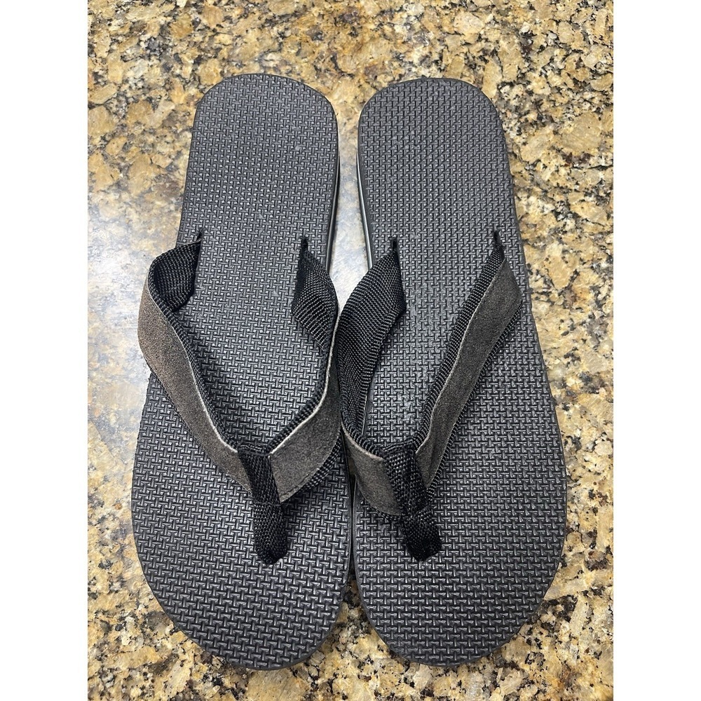 Vintage Flip Flops Retro 70's 80's Women's 2 tone Blue White stripe Sz 8